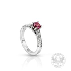 Пръстен бяло злато с централен розов диамант 0,51