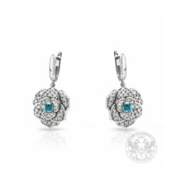 Обеци с централни сини диаманти - 0.30 ct