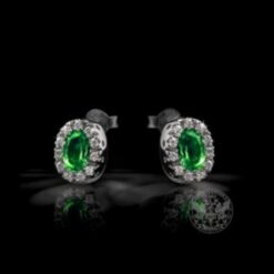 Обеци с централни Изумруди - 1,31 ct. и странични Диаманти