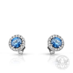 Златни обеци с централни Сапфири 1.23к и странични диаманти