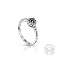 Златен пръстен с централен черен Диамант - 0.34