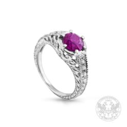 Пръстен от бяло злато с рубин и диаманти