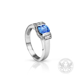 Златен пръстен с централен Сапфир и Диаманти BR3271