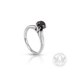 Златен пръстен с централен черен Диамант - 1,57ct