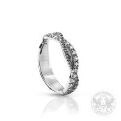 Пръстен тип халка с бели и черни брилянти YP10231