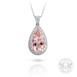 Медальон Уникат с централен Морганит и Диаманти -BR2454