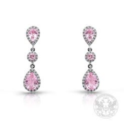 Златни обеци с централни Морганити 6.52к, странични диаманти