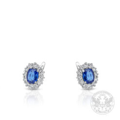 Златни обеци с централни Сапфири - 2.26ct. и диаманти