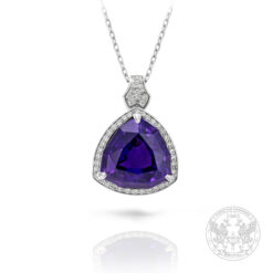 Бутиков медальон с централен Аметист и странични Диаманти-BR1729