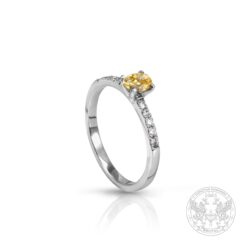 Годежен пръстен с Fancy жълт Диамант 0.34ct. и брилянти