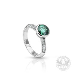 Пръстен, бяло злато с централен Турмалин 1,22ct. и странични Диаманти 0,18ct. BR8089