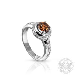 Пръстен с централен кафяво жълт Диамант - 1.01ct