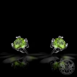 Златни обеци със Зелени Диаманти / 14K white gold