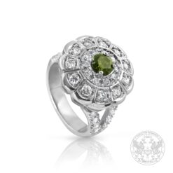 Дамски пръстен с централен зелен диамант и брилянти BR9991