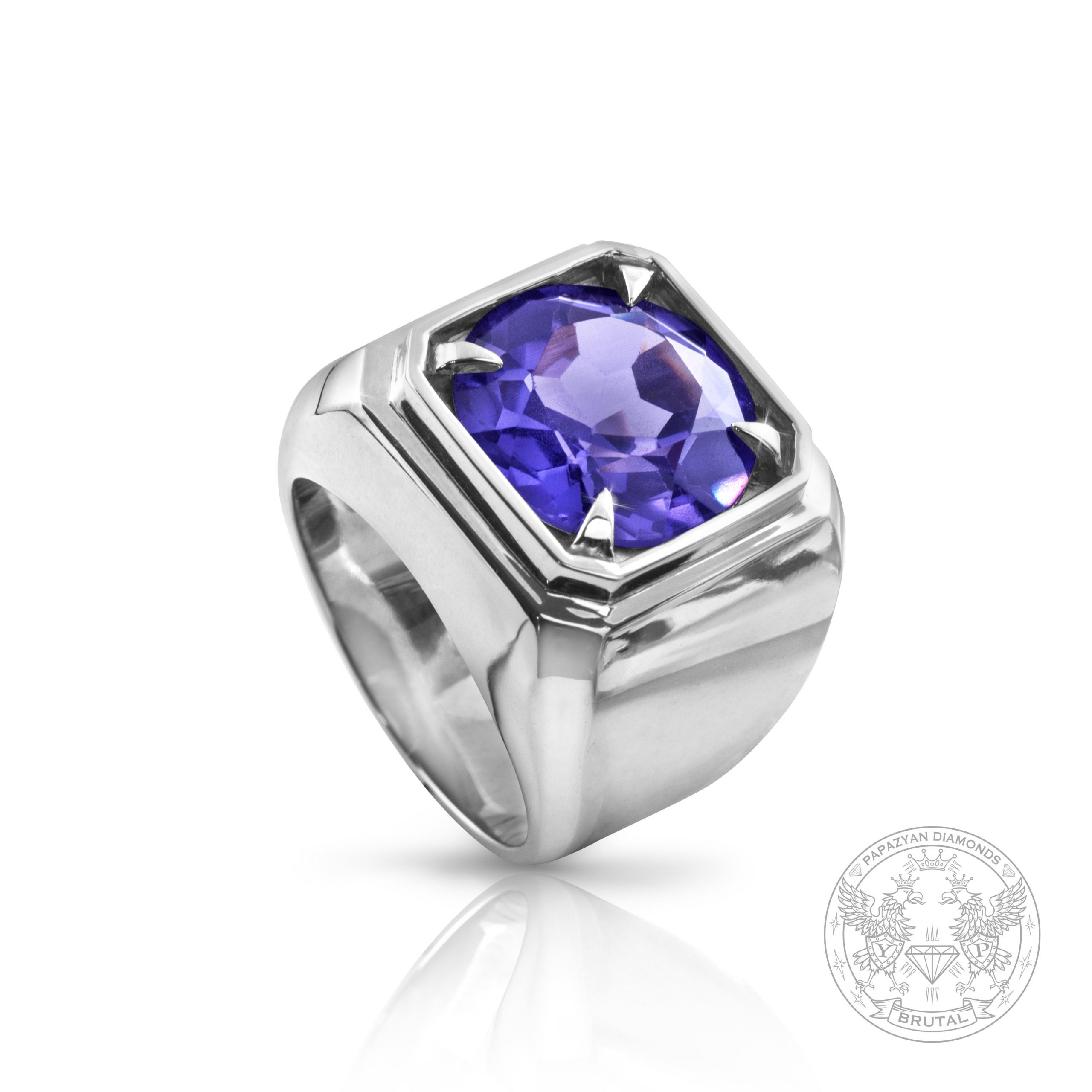 Мъжки златен пръстен с лабораторен Александрит 11.51к