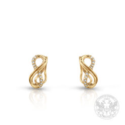 Дамски обеци в жълто злато с форма безкрайност с диаманти