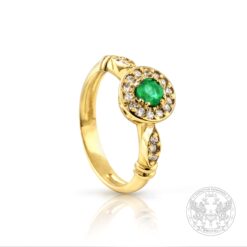 Дамски златен пръстен с изумруд и диаманти BR454
