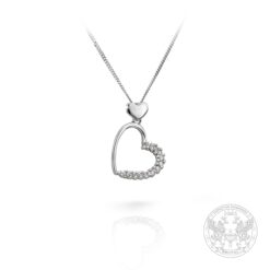 Нежен дамски медальон " Две сърца" с брилянти