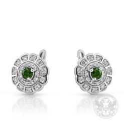 Дамски обеци с централни зелени диаманти