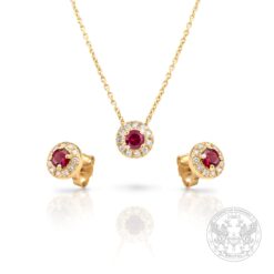 Златен комплект обеци и медальон с централни Турмалини