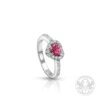 Пръстен бяло злато с централен Розов Диамант сърце 049к