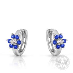 Обеци със сапфири и диаманти под формата на цвете