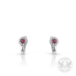 Дамски обеци с централни гранати и странични диаманти