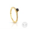 Годежен пръстен с черен диамант и брилянти от жълто злато