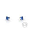 Обеци на винт в бяло злато със скъпоценен камък Сапфир