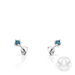 Диамантени обеци Solitaire в бяло злато със сини Диаманти