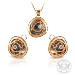 Дамски комплект в розово и бяло злато с диаманти BR308