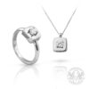 Дамски комплект, включващ пръстен и колие с диаманти