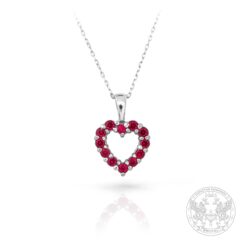 Дамски медальон под формата на сърце с множество рубини