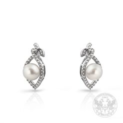Обеци с перли и диаманти от бяло злато BR483
