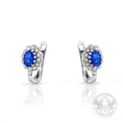 Обеци със сапфир и диаманти от бяло злато YP5052