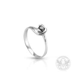 Годежен пръстен под формата на роза с черен диамант