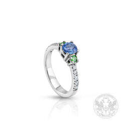 Дамски пръстен със Сапфир, цаворити и диаманти