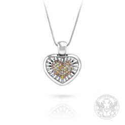 Златен медальон сърце с Fancy цветни диаманти 2.02ct
