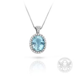 Изящен дамски медальон с Аквамарин и брилянти BR6653