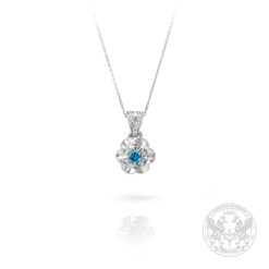 Златна висулка с централен син диамант 0.17ct