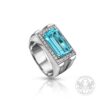 Мъжки пръстен с централен Аквамарин - 5.65 ct. и Диаманти