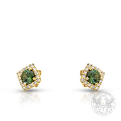 Златни обеци с централен Турмалин и странични Диаманти BR6693