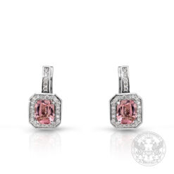 Обеци от бяло злато с централни розови Турмалини-3.40ct