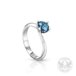 Годежен пръстен в бяло злато със син Шпинел 0.70