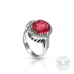 Златен пръстен с централен Рубелит - 4,65 ct. и Диаманти