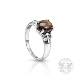 Дамски пръстен с кафяво-черен звезден сапфир