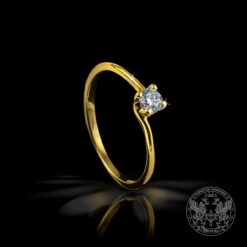 Годежен пръстен от жълто злато с диамант-BR2459