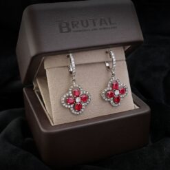 Alternative view of Бяло злато обеци с Рубини - 5.65 ct. и Диаманти - 0.80 ct.  BR8299