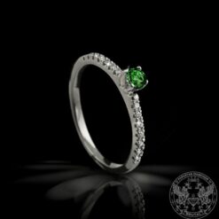 Годежен пръстен с диаманти и Цаворит BR7811