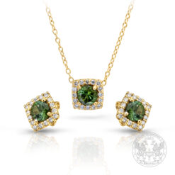 Alternative view of Златни обеци с централен Турмалин и странични Диаманти BR6693